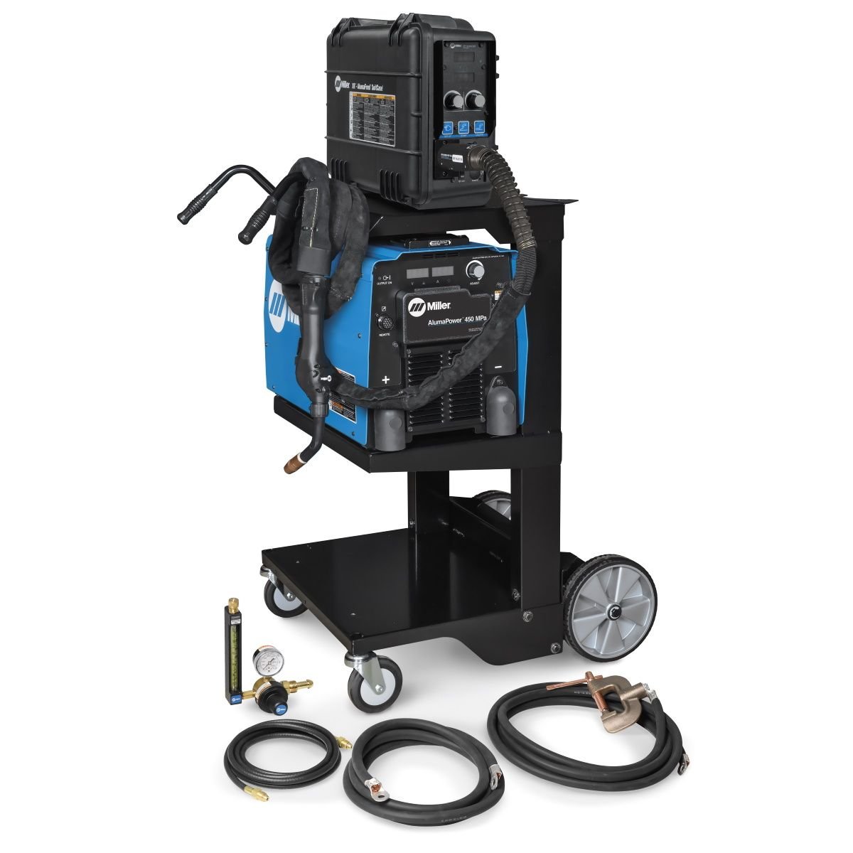 Miller Alumapower 450 Mpa Mig Welder With Feeder 25-Ft Xr Gun Mig Kit And Cart 951840