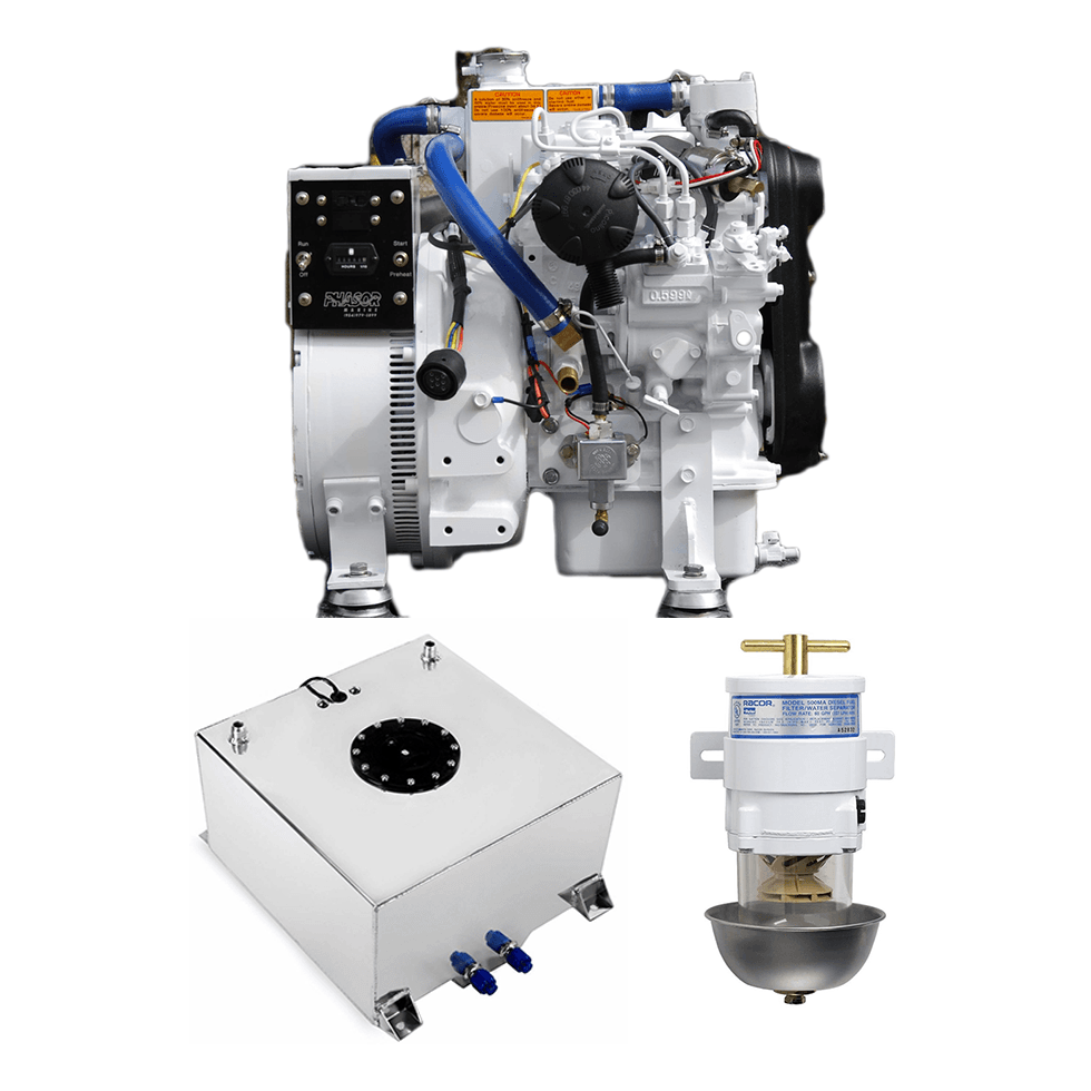 Phasor k2-4.5pmg-kit Marine Generator Includes Fuel Tank and Filter 4.5 KW 60 Hz Ignition Protected