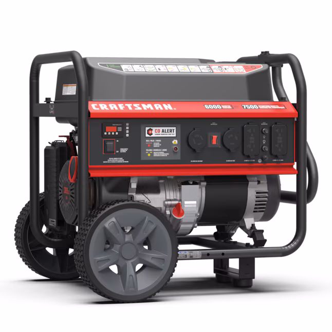 CRAFTSMAN Performance 6000 Watt Recoil Start 7500 / Gasoline Single fuel Portable Generator
