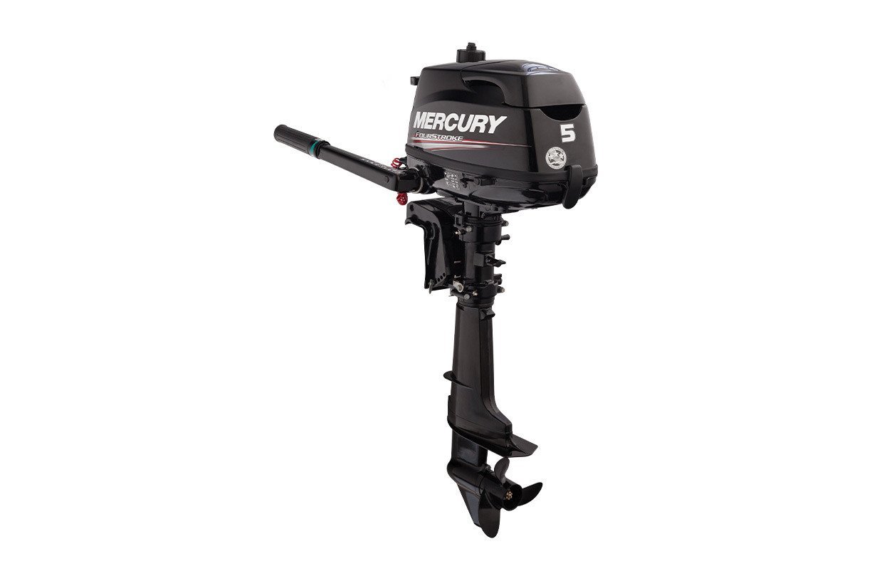 Mercury 5MH 5HP 4-Stroke Portable Outboard Motor 1 Mercury 5HP 5MH 4-Stroke Outboard - 15" Shaft, Tiller Handle, Manual Start