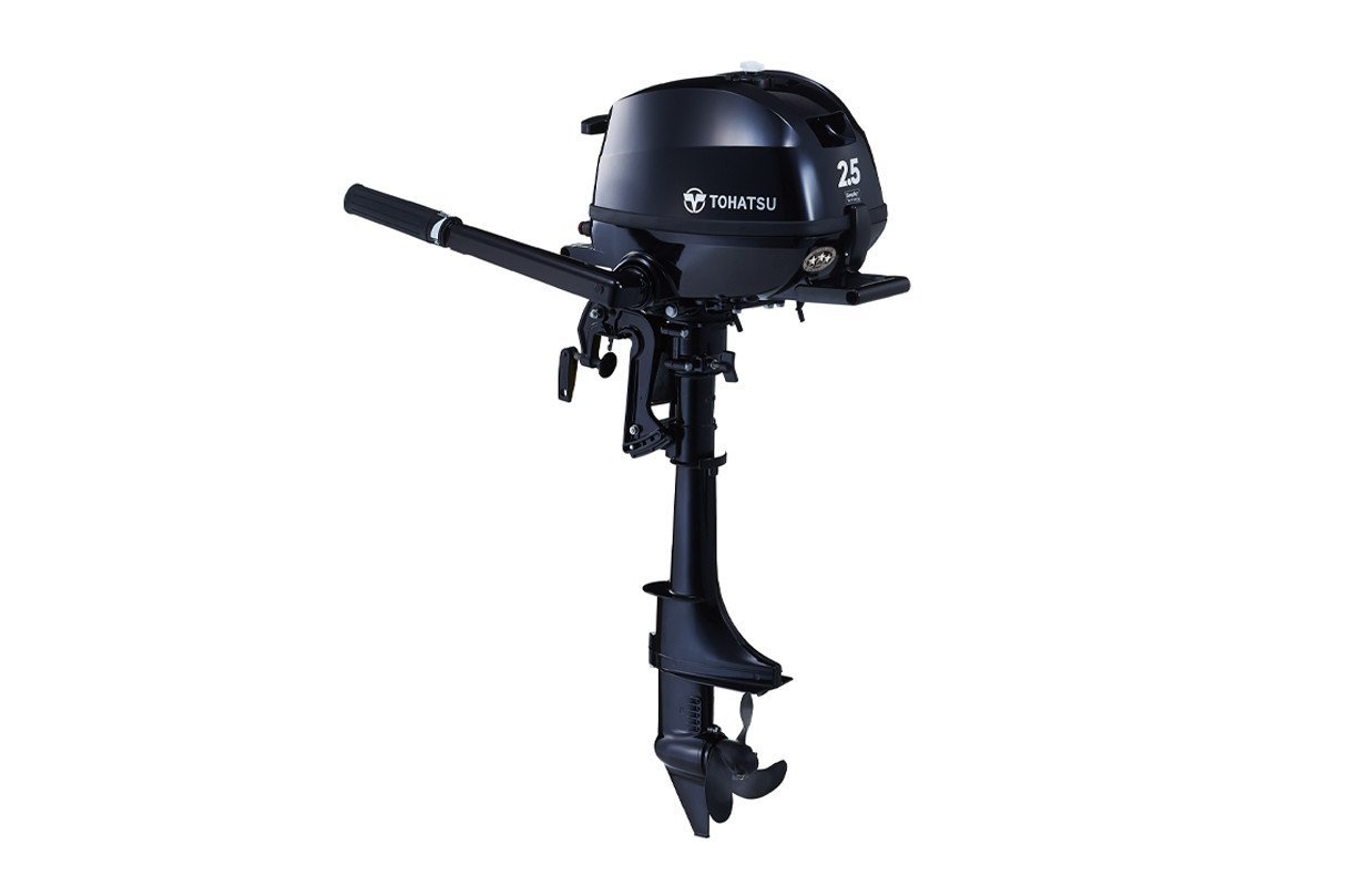 Tohatsu MFS2.5CS 2.5HP Outboard 1 Tohatsu 2.5HP MFS2.5CS 4-Stroke Outboard - 15" Shaft, Tiller Handle, Manual Start