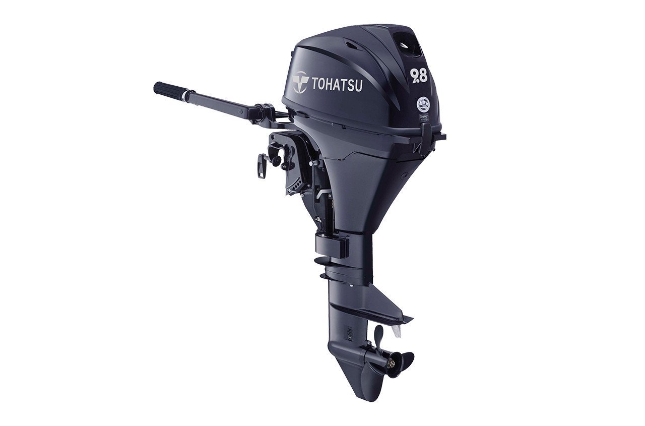 Tohatsu MFS9.8CEFTL 9.8HP Outboard 1 Tohatsu 9.8HP MFS9.8CEFTL 4-Stroke Outboard (20" Shaft, Tiller, Electric Start/Trim)